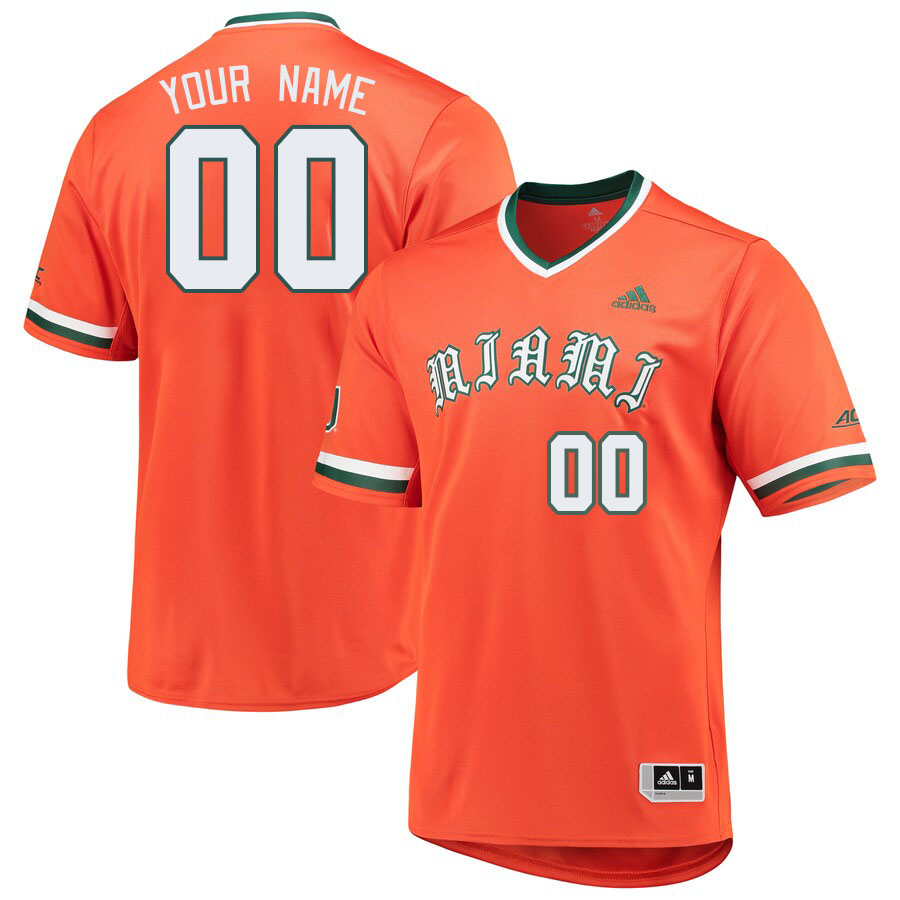Custom Miami Hurricanes Name And Number College Baseball Jerseys Stitched-Orange